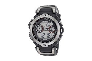 Armitron Sport Men's 44mm Silvertone Black Chronograph Digital Watch