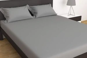 BEVI - Home Super Solid Slate Grey 144 Tc Microfiber Double King Bed Sheet