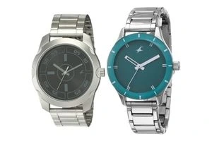 Fastrack Mens Analog Black Dial Watch for Couple
